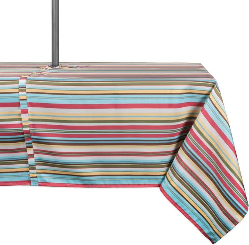 Vista 10 de DII Summer Stripe - Colección de mesa con cremallera para exteriores, multiusos, lavable a máquina, mantel, 60 pulgadas redonda, casa de playa