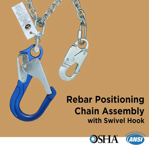 Vista 2 de Conjunto de cadena de posicionamiento de barra de refuerzo AFP con gancho giratorio (aluminio)