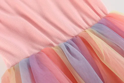 Vista 4 de BGIRNUK Vestido tutú para niñas pequeñas, con mangas con vuelo, sin mangas, vestido de tul de princesa, vestido de fiesta vintage para niñas pequeñas