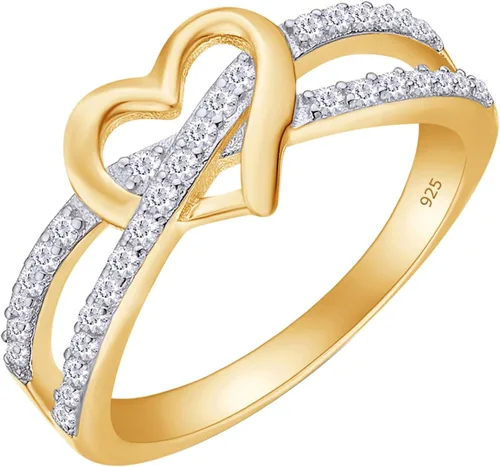 Vista 14 de AFFY Split Shank Infinity Heart Promise Ring for Women In Sterling Silver A: oro rosa 925