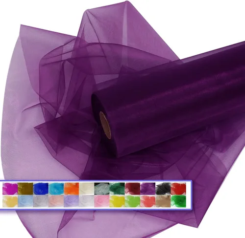 Vista 15 de Rollos de tela de tul de organza, organza cristal de 12" por 50 yardas (150 pies), carrete de malla de nailon transparente sedoso y brillante