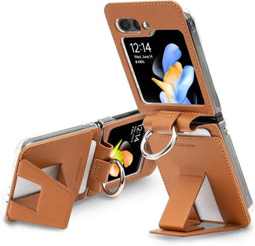 Vista 8 de GOOSPERY EZ Mount - Cartera compatible con Samsung Galaxy Z Flip 5, tarjetero con anillo Loopy con soporte ajustable con soporte Negro