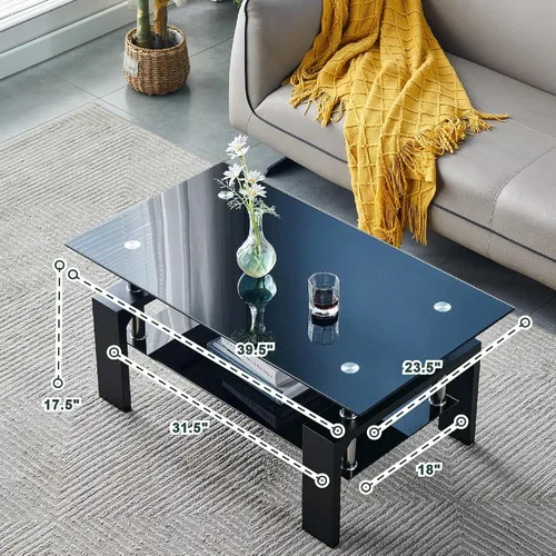 Vista 2 de Btrpily Mesa de centro rectangular para sala de estar, mesa de té adecuada para sala de espera, mesa auxiliar moderna con patas de madera, mesa