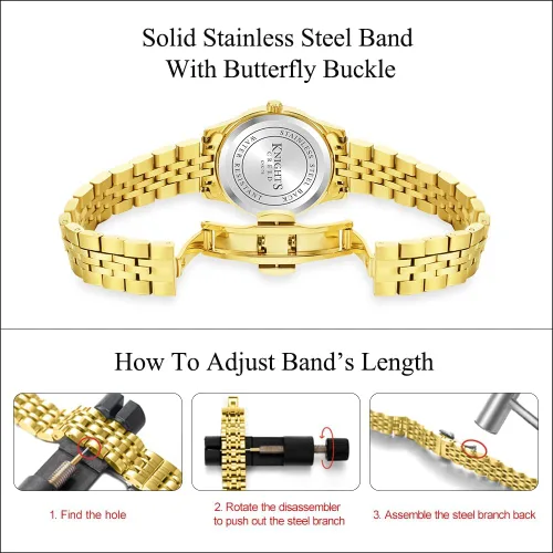 Vista 5 de Easy Reader Watch for Women with Solid Stainless Steel Band Ladies Dress Watch Water Resistant