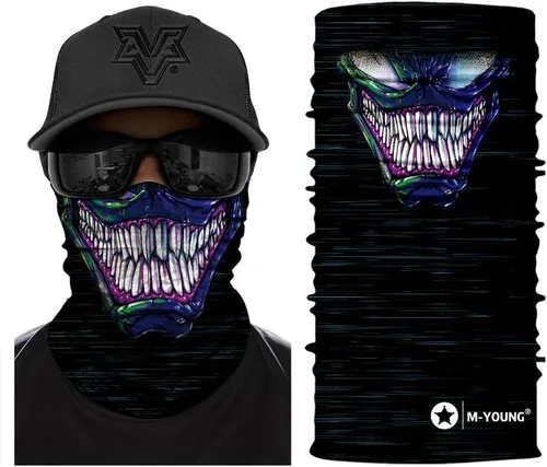 Vista 25 de Máscara de calavera, pañuelo para el cuello, gorro, bufanda mágica, diadema para protección de polvo, sol y viento My002
