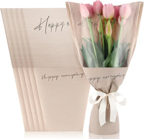 Vista 7 de Harloon 100 bolsas de flores para ramos de flores, papel de regalo de flores transparentes, fundas de 11 x 5.1 x 17.3 pulgadas, múltiples Café