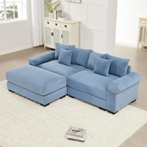 Vista 76 de ODUSE-DAILY Sofá modular de gran tamaño de 117.3 pulgadas, sofás modulares grandes de pana para sala de estar, sofás de 3 plazas, moderno juego