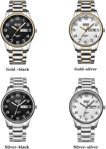 Vista 2 de BOSCK Analog Mens Watch40mm Easy Read Auto Date and Day Stainless Steel Business Watch for Men30M Waterproof Sports Mens Wrist Watches