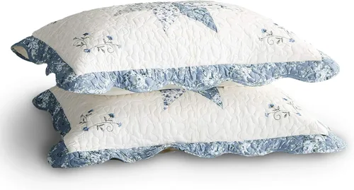 Vista 2 de KASENTEX - Lujosa colcha cubrecama de gran tamaño con diseño de tela de retazos bordado, 100 % algodón, lavable a máquina