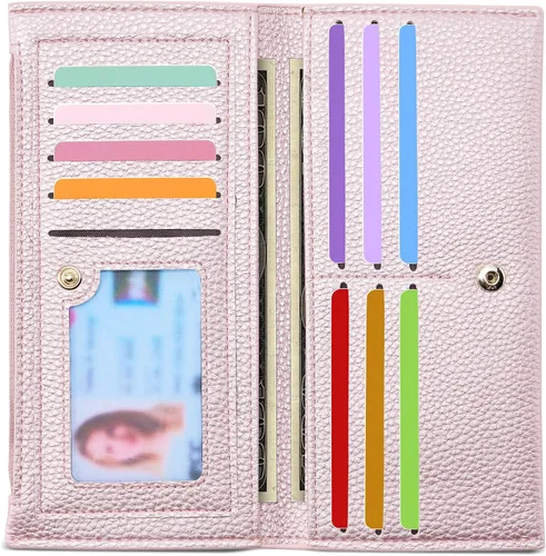 Vista 20 de Tipmile Cartera ultra delgada para mujer, cartera de cuero plegable para mujer, cartera RFID, cartera de bloqueo RFID para tarjetas de crédito