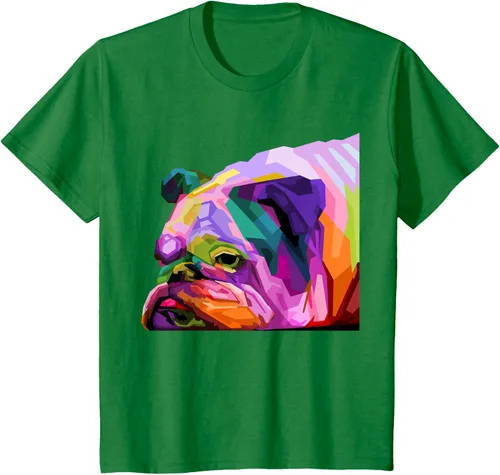 Vista 36 de Camiseta de retrato pop artístico de bulldog británico inglés para dueños de perros, Negro, S