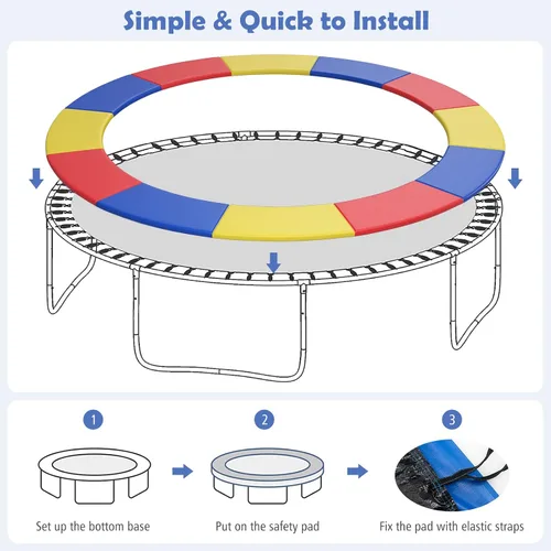 Vista 4 de GYMAX Funda de resorte para trampolín, 8/10/12/14/15/16 pies, almohadilla de seguridad de repuesto para trampolín, impermeable y resistente al