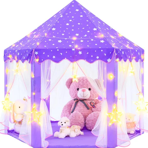 Vista 7 de EVOIONOS Tienda de campaña de princesa para niñas, tienda de campaña de castillo para niñas, tienda de campaña de juego de castillo de princesa