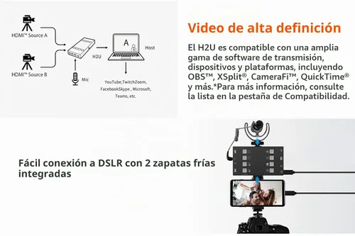 Vista 6 de Tarjeta de captura de video H2U, pantalla HDMI 4k a USB se puede cambiar
