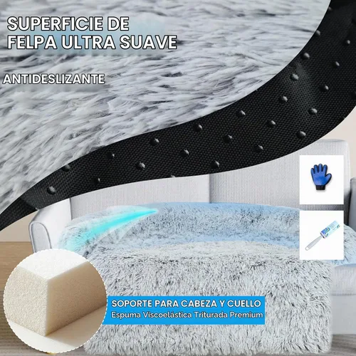 Vista 2 de Lujoso Protector de Sofá para Perros con Cama de Espuma Viscoelástica, Funda de Sofá de Felpa Esponjosa Extraíble y Lavable para Perros, Sofás Cama