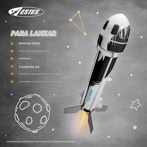 Vista 4 de Estes 2198 Blue Origin New Shepard - Kit de construcción de cohetes para principiantes a partir de 10 años
