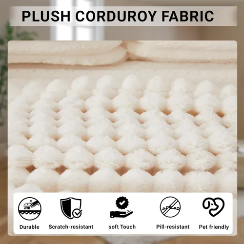 Vista 4 de Sofá modular de 110 pulgadas, sofá modular de pana en forma de L sin hueso con diván, moderno sofá de asiento profundo tapizado para sala de estar