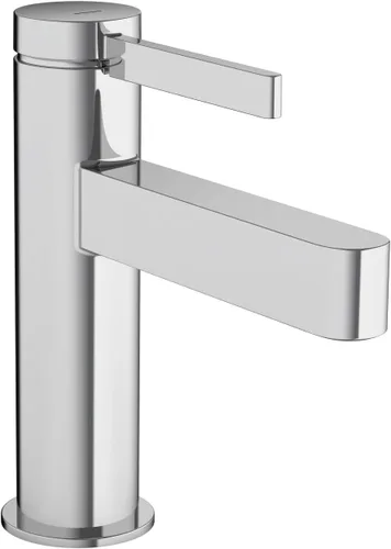 Vista 3 de hansgrohe Finoris 76010341 - Grifo moderno para lavabo de baño de 1 manija y 1 orificio de 5 pulgadas de alto, cromo negro cepillado Cromo cepillado