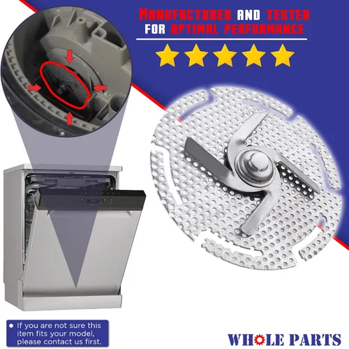 Vista 3 de Whole Parts - Cuchilla para picadora de lavavajillas mejorada # W11246682 - Repuesto y compatible con algunos lavavajillas Whirlpool - Reemplaza