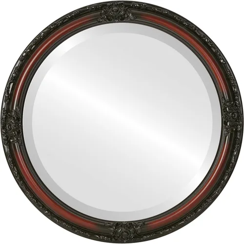 Vista 10 de Espejo de pared redondo biselado para decoración del hogar, estilo Jefferson, hoja de oro antiguo, dimensiones exteriores de 16 x 16 pulgadas