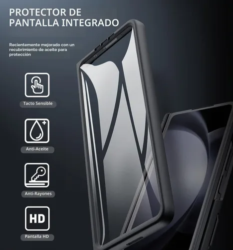 Vista 7 de GBEE - Funda para Samsung Galaxy Z Fold 5 con soporte y protector de pantalla, color negro Card Holder & Sliding Camera Cover & Hinge Protection &