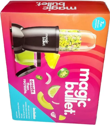 Vista 2 de Magic Bullet Licuadora personal de 7 piezas, 250 vatios, 18 onzas, MBR-0701AKP, todo negro