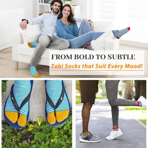Vista 8 de kilofly 6 pares de calcetines Tabi unisex a rayas divididos de 2 dedos