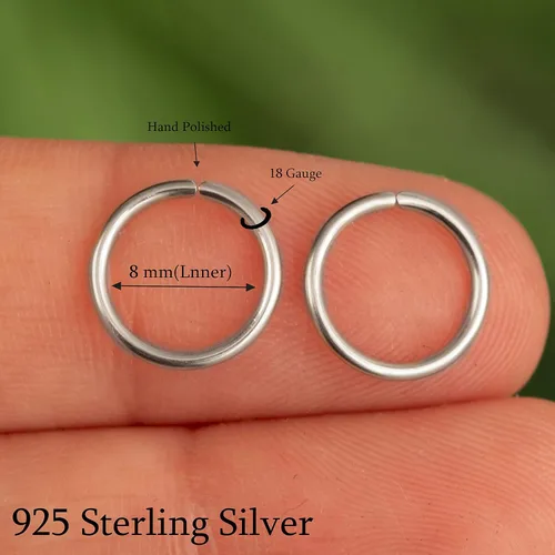 Vista 136 de Aretes de aro de oro de plata – Aretes de aro para mujer, dos piezas de aros de plata fina rellenos de oro, aro de hélice, anillo de tragus, aro