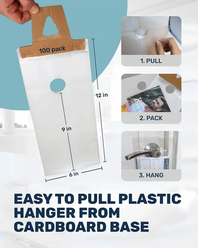 Vista 4 de Skywin TidyFriend - Bolsas de plástico para colgar puertas de 6 x 12 pulgadas (paquete de 2000) bolsas transparentes para colgar puertas, perchas