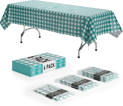 Vista 33 de Exquisite Cubierta de Mesa para Picnic - Paquete de 6 Manteles Premium Rectangulares de Plástico - Cubierta de Mesa para BBQ a Cuadros Negro
