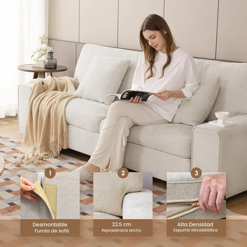 Vista 3 de DOPEDIO Sofá biplaza moderno para sala de estar, sillón reclinable de chenilla, funda extraíble, cojines de resorte, marco de madera maciza, fácil