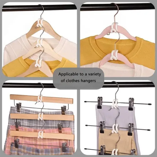 Vista 5 de Paquete de 70 ganchos para colgar ropa, mini gancho en cascada, resistente ahorro de espacio para armario (rosa)