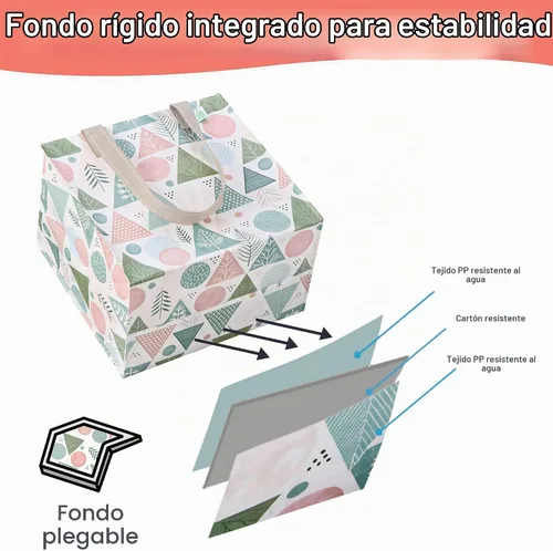 Vista 4 de VENO Paquete de 4 bolsas de comestibles reutilizables de Navidad, bolsas de compras resistentes con asas, para carrito de compras con parte inferior