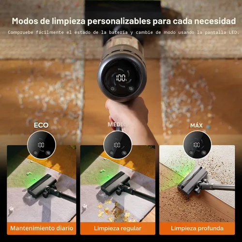 Vista 7 de Roborock H60 Hub Ultra Aspiradora Inalámbrica con Estación de Vaciado Automático, Aspiradora de Mano con Succión Mejorada de 210AW para el Hogar
