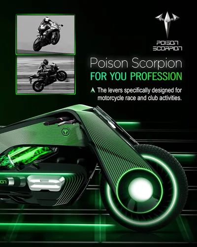 Vista 6 de POISON SCORPION Palancas de embrague de freno de motocicleta, rodillo negro de rueda corta ajustable izquierda derecha palanca compatible con ZX10R