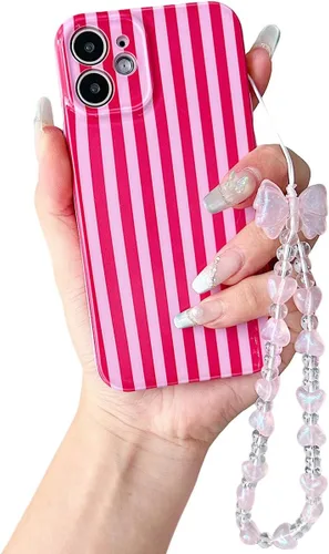 Vista 38 de Bonita funda a rayas para iPhone 6 Plus iPhone 6s Plus con cadena de cuentas, estética suave y delgada, funda protectora de poliuretano