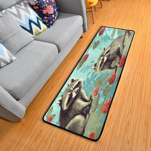 Vista 5 de Alfombra de corredor de mapaches, suave, antideslizante, larga, alfombra para pasillo, dormitorio, sala de estar, cocina, 72 x 24 pulgadas