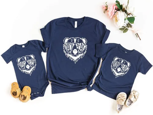 Vista 4 de Camisas para mamá y yo, camisa de mamá oso para mujer, camisas familiares a juego de camuflaje para mamá y yo, mamá oso, papá, papá, papá, papá