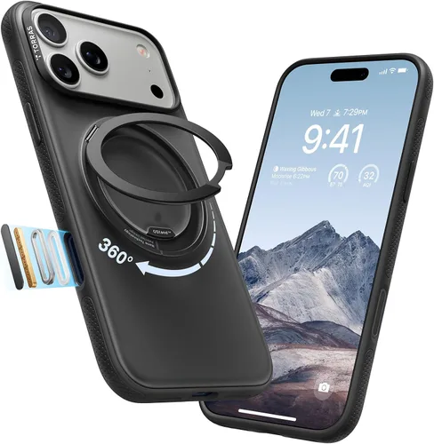 Vista 21 de TORRAS Funda con soporte magnético 360 para iPhone 18 Pro, O3 Fitness Borgoña