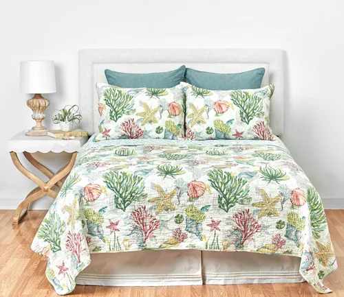 Vista 2 de C&F Home Shellwood Sound - Colcha individual de algodón, lavable a máquina, suave y acogedora para sofá, cama, 80 x 110 pulgadas, multicolor