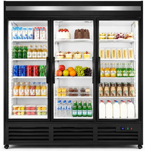 Vista 18 de Refrigerador comercial de bebidas, refrigerador de 7 pies cúbicos pequeños delgados de una sola puerta de vidrio con estantes ajustables de luz LED