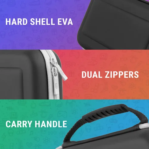 Vista 6 de Orzly Funda de viaje para Nintendo Switch modelo OLED y consola de interruptor estándar con compartimento de almacenamiento de accesorios