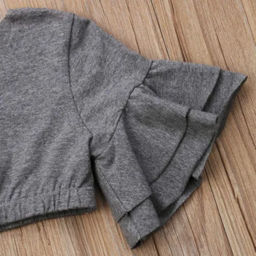 Vista 5 de MA&BABY Conjunto de chándal para niños pequeños y niñas con volantes y pantalones
