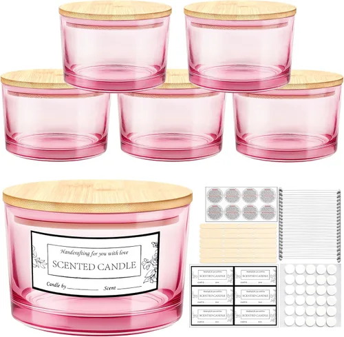 Vista 13 de CONNOO Paquete de 12 tarros de vela cuadrados transparentes de 9 onzas para hacer velas, recipientes vacíos de vidrio grueso a granel con tapas