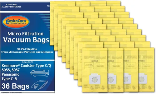 Vista 7 de Bolsa de repuesto para Kenmore Canister tipo C. Compatible con modelos 5055, 50557, 50558 y Panasonic tipo C-5, Amarillo