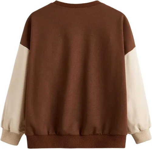 Vista 2 de SOLY HUX Sudadera de manga larga con estampado de letras y bloques de color para niña