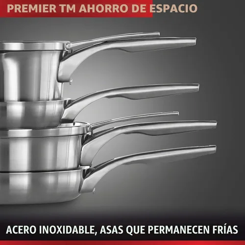 Vista 5 de Calphalon Premier - Juego de ollas y sartenes de acero inoxidable que ahorran espacio, 10 piezas