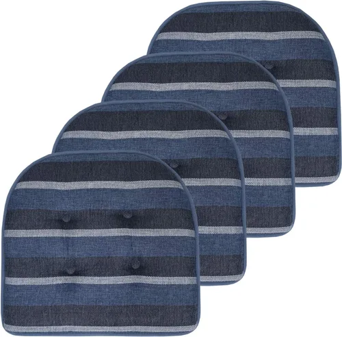 Vista 132 de Sweet Home Collection - Cojín de asiento de espuma viscoelástica y respaldo de caucho antideslizante con capitoné para silla, cojín en U, 17x16 Gris