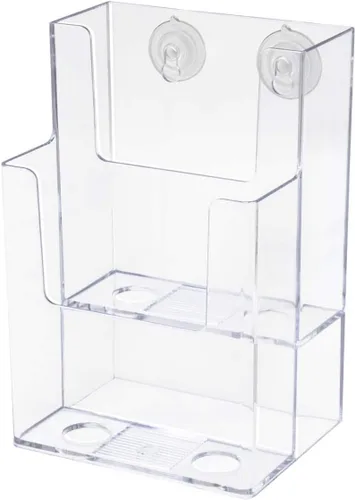 Vista 6 de Marketing Holders Soporte para folletos para tarjetas de estante de 4 pulgadas para colgar múltiples ranuras, todo en uno, pantalla transparente