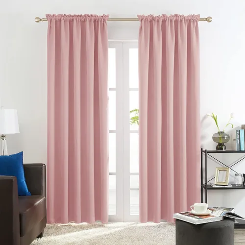 Vista 19 de Deconovo Cortinas opacas, aislamiento térmico, dobladillo para barra, reducción de ruido, certificado Oeko-TEX, cortinas de oscurecimiento